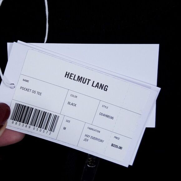 HELMUT LANG Shirt Mens Medium Black Crew Utility Pocket Tee T-Shirt $225 - Picture 3 of 6